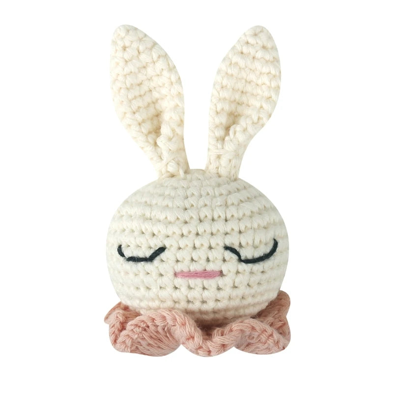 Crochet Animal Baby Pacifier Clip Accessories Handmade Knitted Bunny Teether Beads Newborn Nipple Clip Dummy Soother Holder Toy