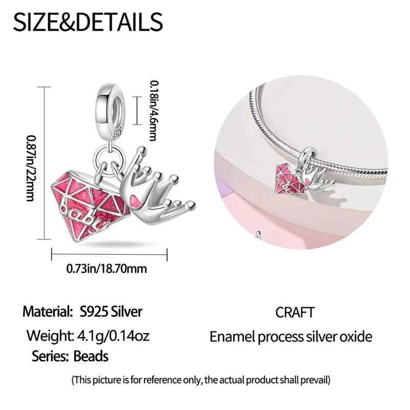 925 Silver Pink Princess Skirt Butterfly High Heels Fashion Bag Charms Beads Fit Pandach 925 Original Bracelets Fine DIY Jewelry