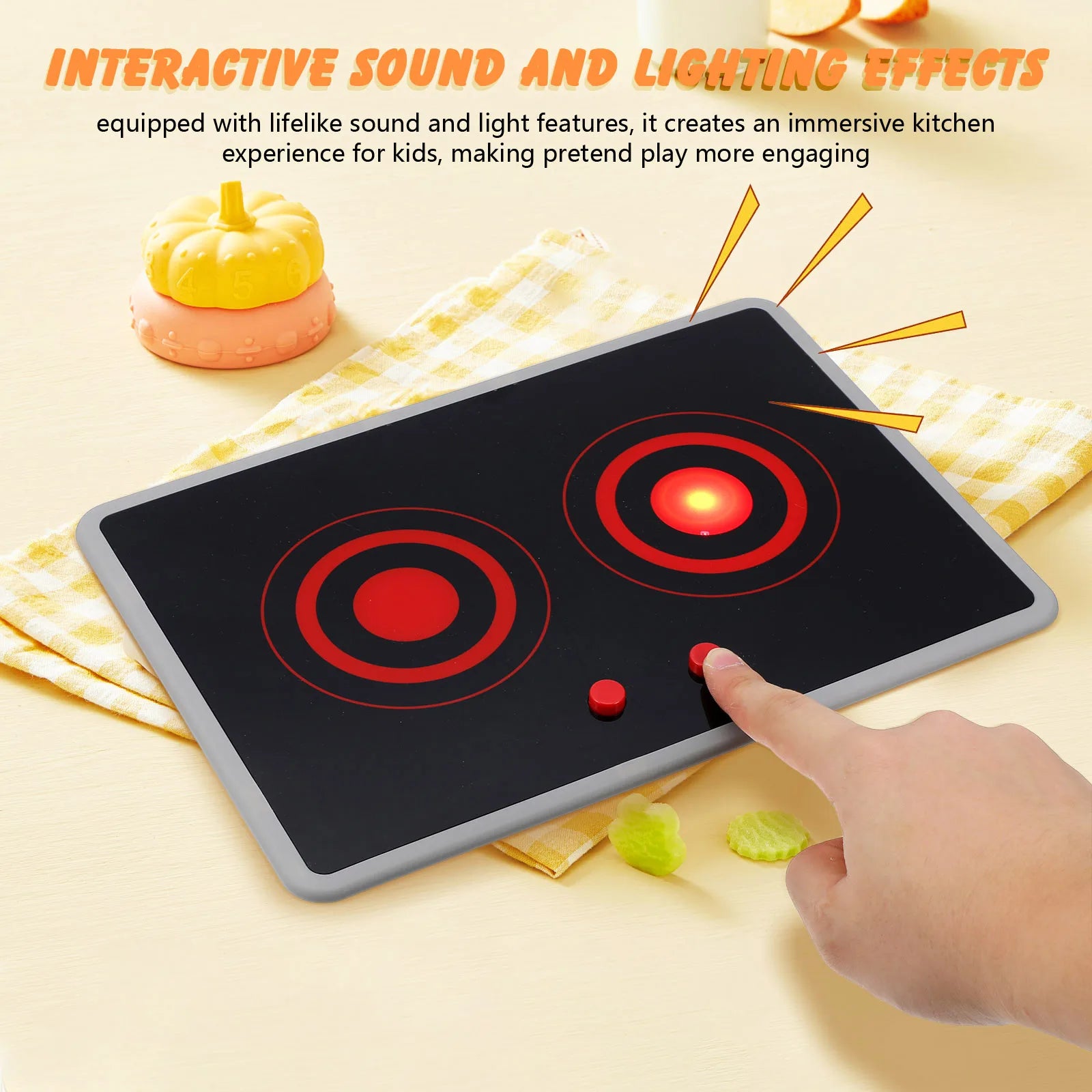 Kids Play Kitchen Appliance Realistic Induction Stove With Sound & Light Pretend Play Kitchen Toy For Toddler Operated Models