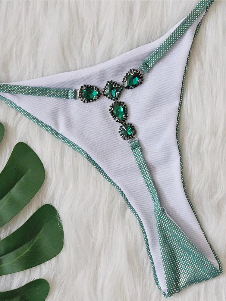 Extreme Mini Micro G String Diamond Bikini Women Swimsuit Female Swimwear Two Pieces Bikini Set Halter Bathing Suit Swim Lady