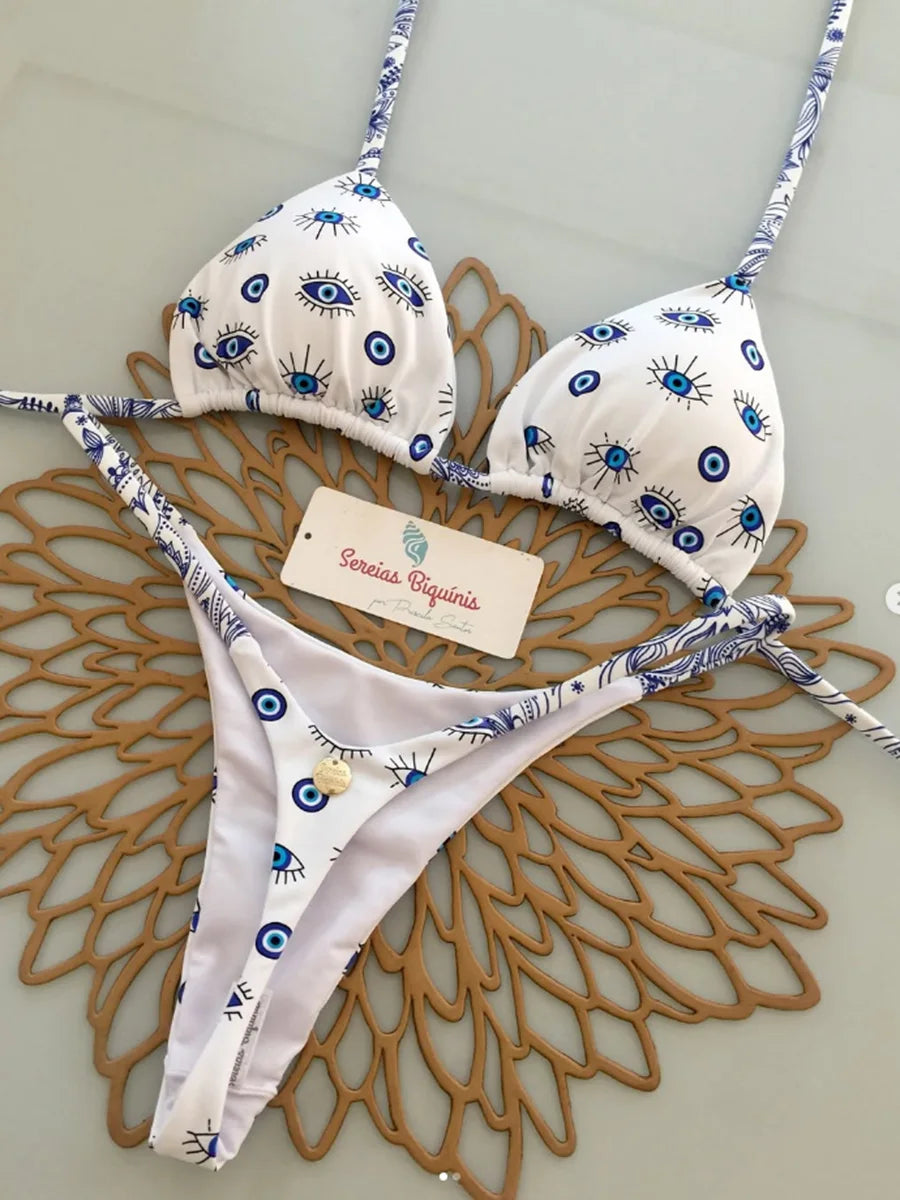 2026 New Sexy Retro Prints Brazilian Mciro Bikini Women Swimsuits Lace-up Swimwear Backless Biquini Swimsuits Beachwear