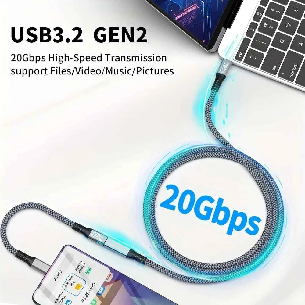 USB C extension cable 10ft 240W charging 20Gbps data transmission 4K Video USBC 3.2 Type C extension cable mobile phone  etc