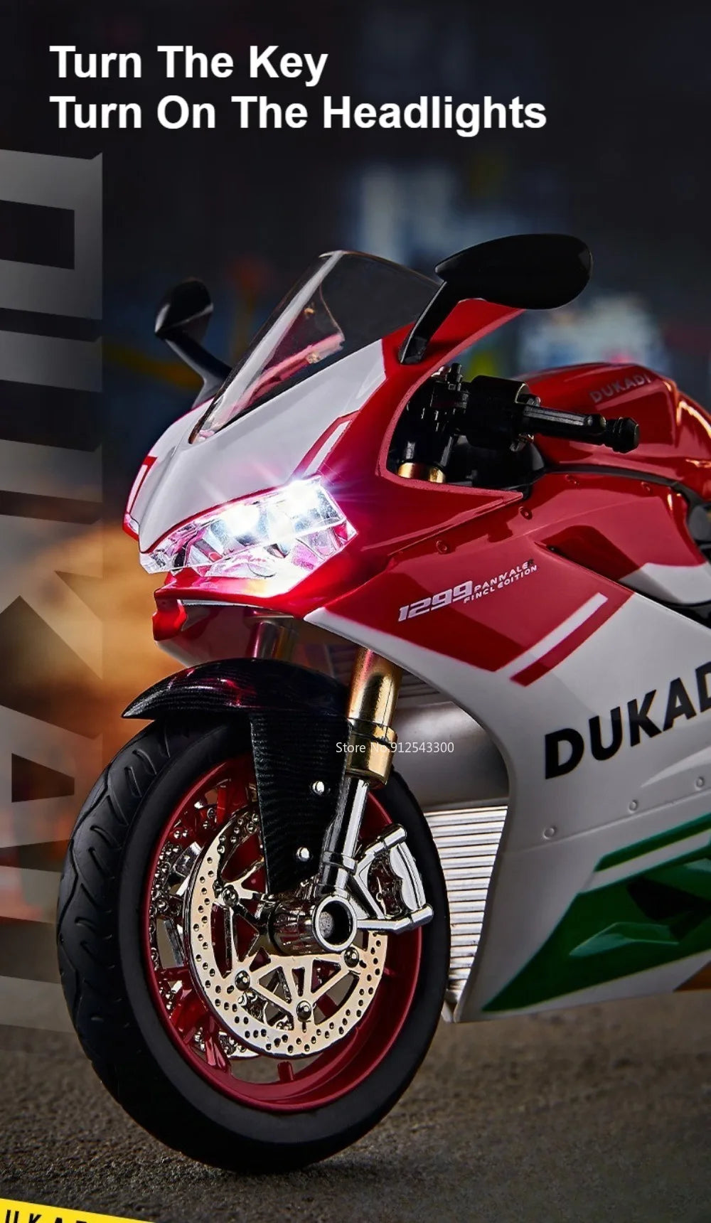 1:9 Scale 1299 Kawasaki ZX-10R Motorcycle Model Toy Car Diecast Metal Shock Absorption Racing Motor Models Boys Birthday Gifts