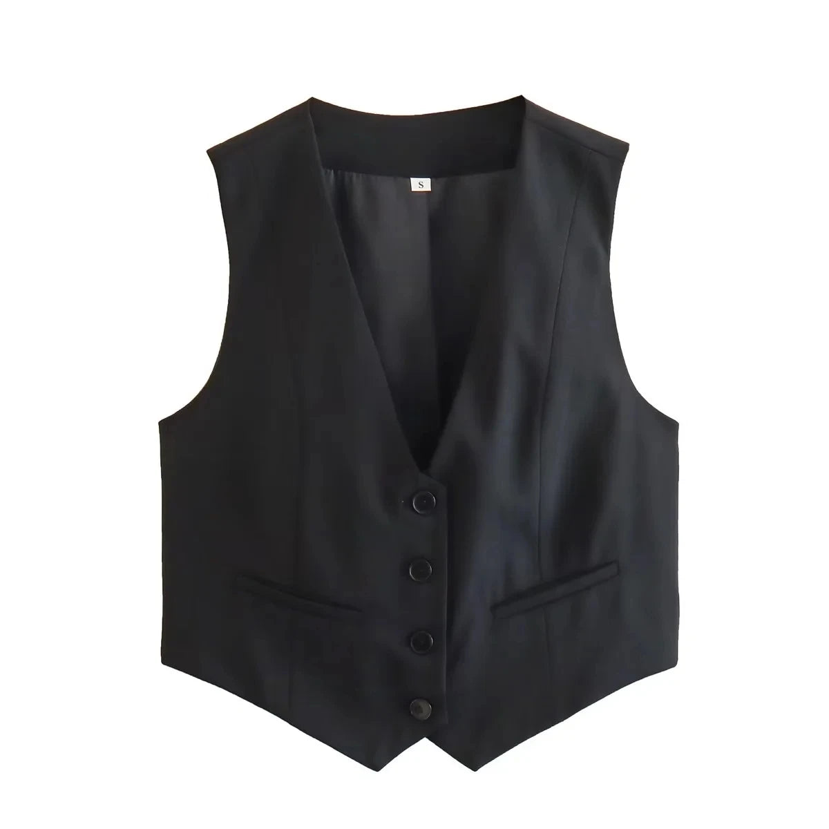 HXAO Fashion Sleeveless Vests For Women Button Up White Crop Top Office Casual Waistcoat Jacket Woman Summer Suit Black Vest Top