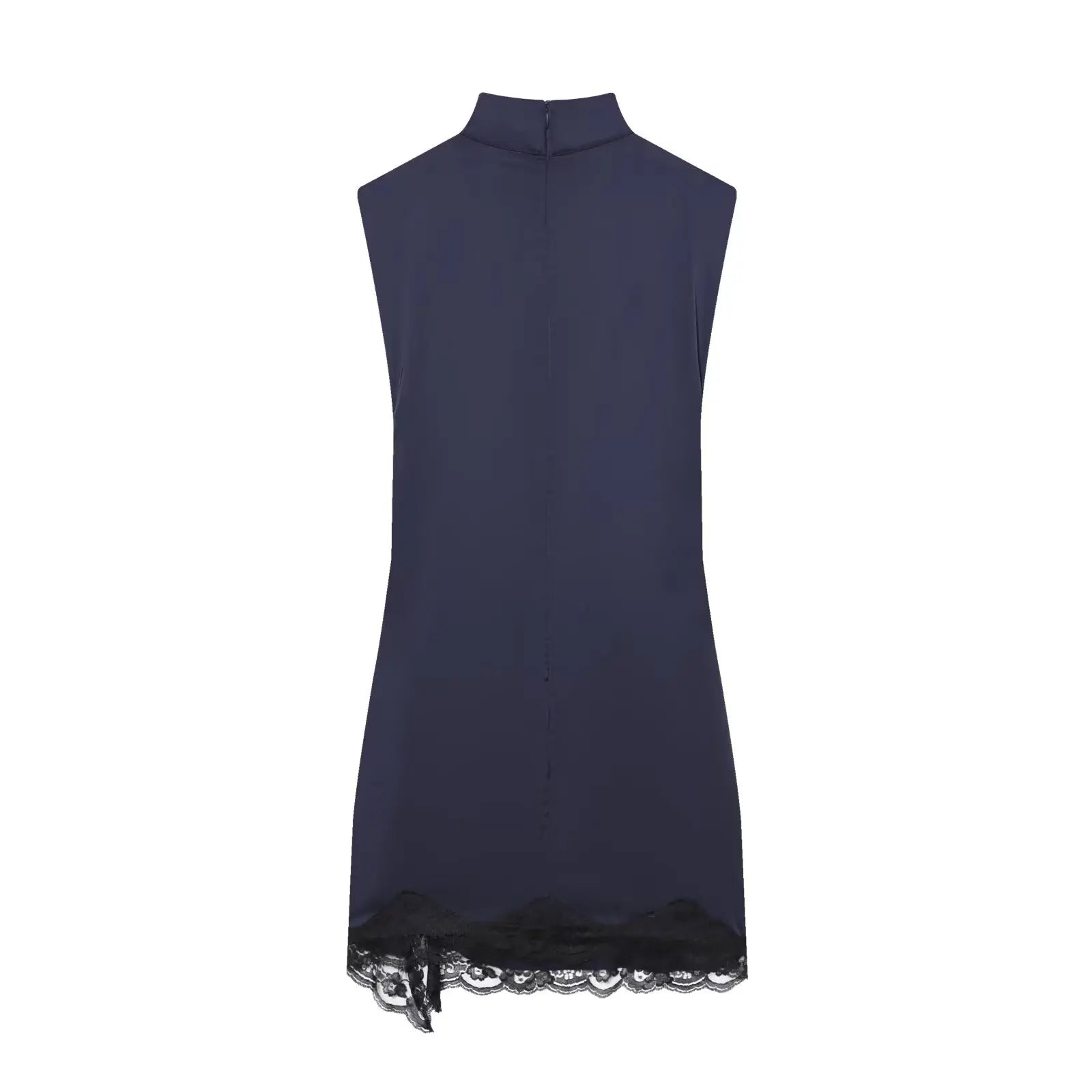 BSAY Satin dresses women's clothing fashion back zip hem lace patchwork slit sexy nightclub mini dress chic French Evening