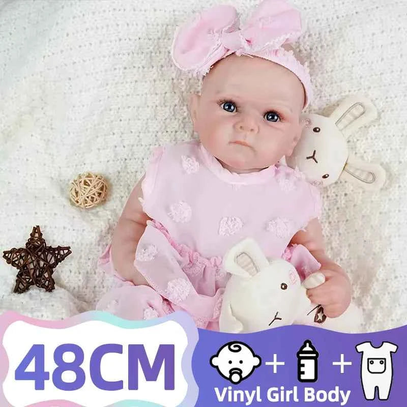JOYORA Realistic Rebirth Doll Pink Dress Fashion Doll High Quality Soft Vinyl 3D Skin Baby Doll Cute Children Playmate Gift Toy