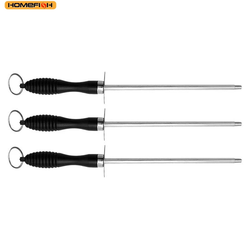 Homefish Kitchen Tool Carbon Steel Knife Sharpening Steel,Knife Sharpener With Hanging Holes (10 Inches)