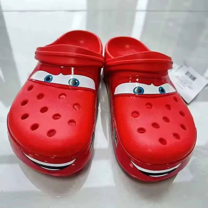 New Mcqueens Cartoon Slippers  Waterproof Eva Outdoor Sandals With Breathable Holes Adult Casual Beach Shoes Gift
