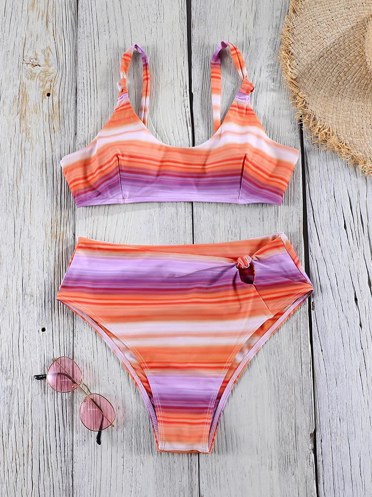 Miyouj Women's Bikini Set Push Up Bathwear 2026 Biquinis Female Swimsuits Print Two-Piece Set High Waist Bathsuits Sexy Swimwear