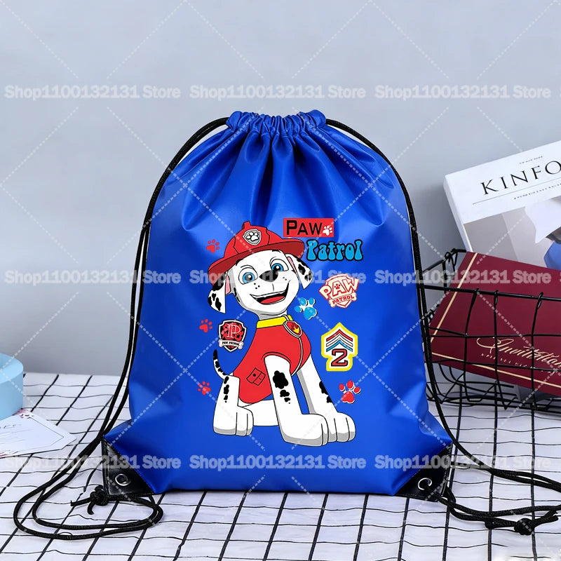 Paw Patrol Drawstring Bags Anime Chase Bundle Pockets Cartoon Portable Polyester Storage Pouches Boys Girls Shoulders Bag Gift