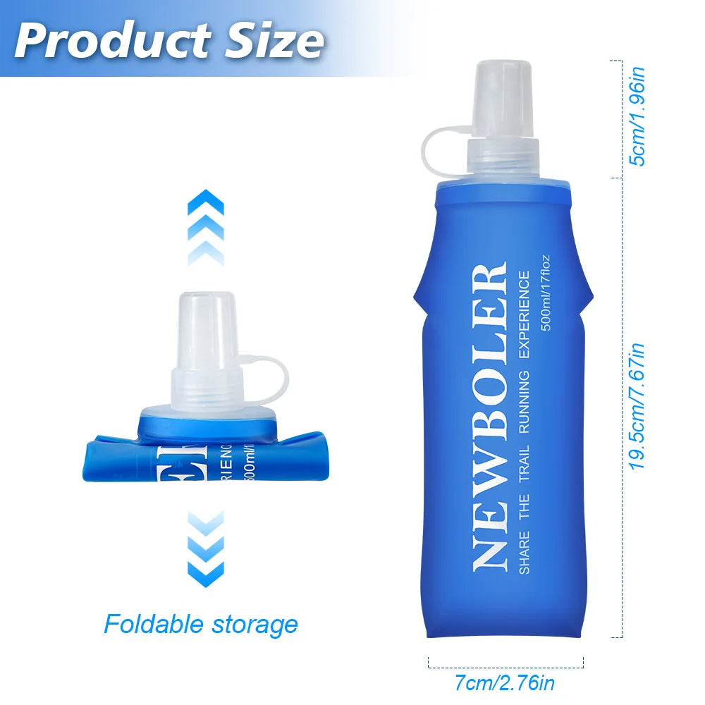 NEWBOLER 150ml 250ml 500ml Water Bottle TPU Folding Soft Flask Outdoor Sport Water Bag Collapsible Water Bottle Running Camping