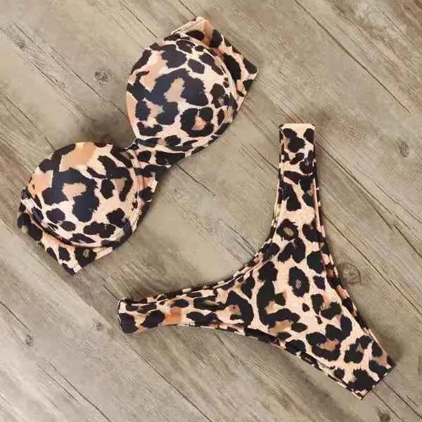 Chic Leopard Print Push Up Bikini Swimsuit Women Sexy G-string Split Micro Bikini 2025 New Spice Girl Bathing Suit 2 Piece Sets