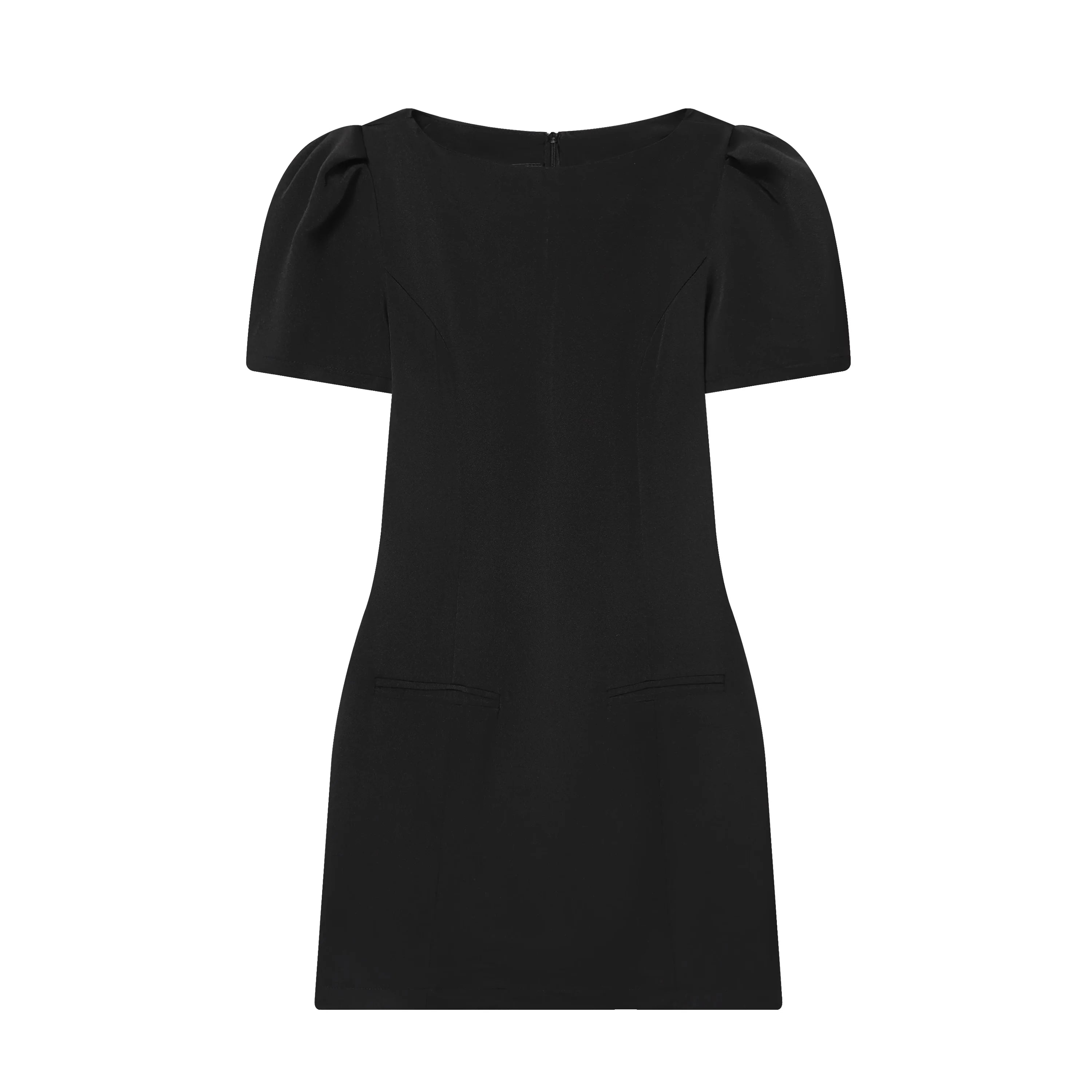KONDALA Sexy Chic Black Party Dress Short Sleeve Pad Shoulder Mini Dress Fashion 2026 Spring Evening Club Elegant Women Dress