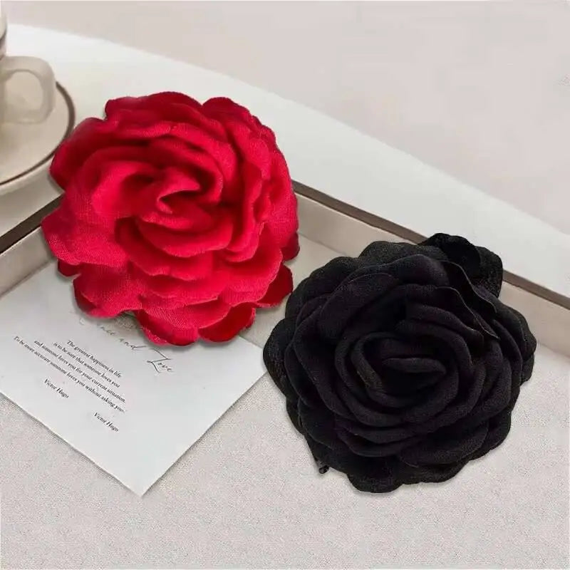 9cm Large Flower Hair Barrettes French Crab Claw For Women Hair Accessories Korean Back Of Head Shark Clip Girls Gifts