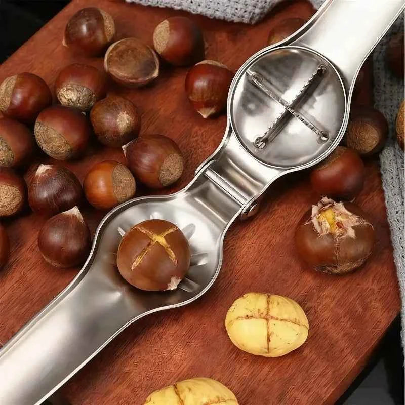 Stainless Steel Bottle Opener and Cutter for Home Use, Chestnut Tool, Kitchen Gadget, High Quality, 2 in 1