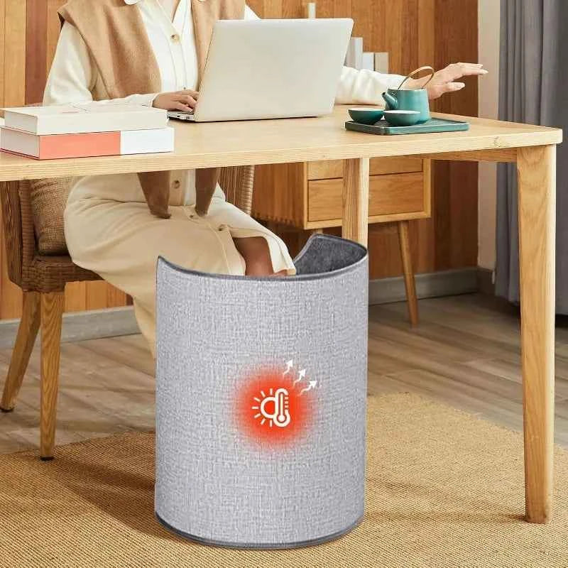 Silent Foldable Leg Warmer Pro - Under Desk Electric Foot Heater with Thermostat & Auto Shut Off for Office Home Timer