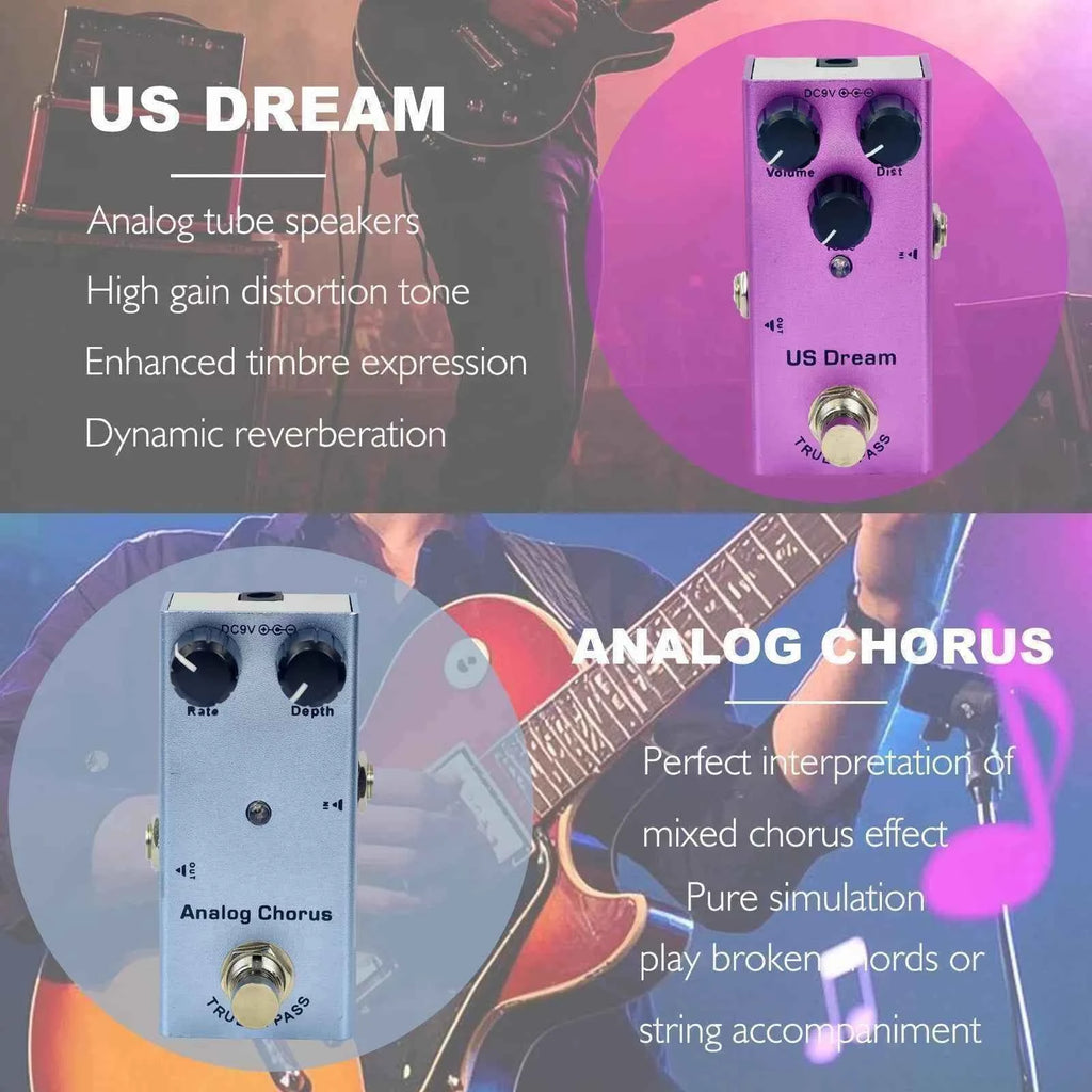 Electric Guitar Pedal Overdrive/ Distortion/Chorus/Delay/Tremolo Delay True Bypass, Durable Design for Versatile Tones