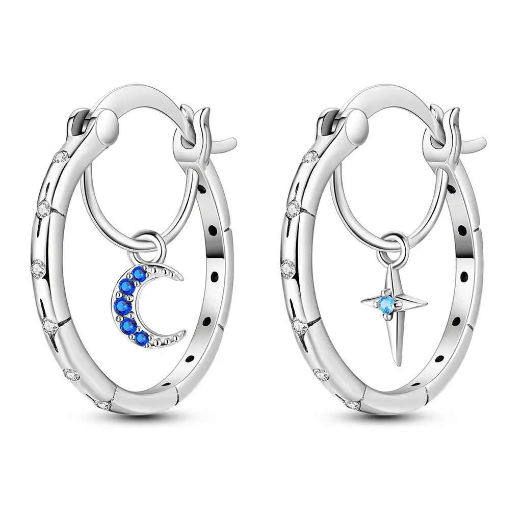 2024 New Sterling Silver S925 Ear Loops Star Ringed Snake Bone Earrings Pendant Simple Jewelry For Women Girls Party Gifts