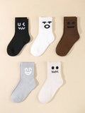 5 pairs  funny expression socks, basic kids socks,All-purpose comfortable  boys' socks，children's boy socks