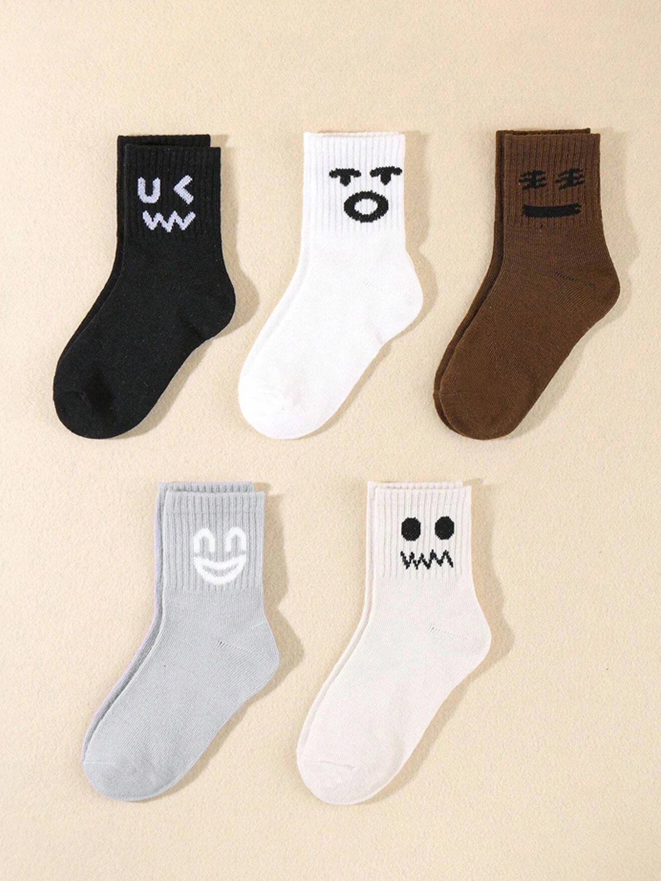 5 pairs  funny expression socks, basic kids socks,All-purpose comfortable  boys' socks，children's boy socks