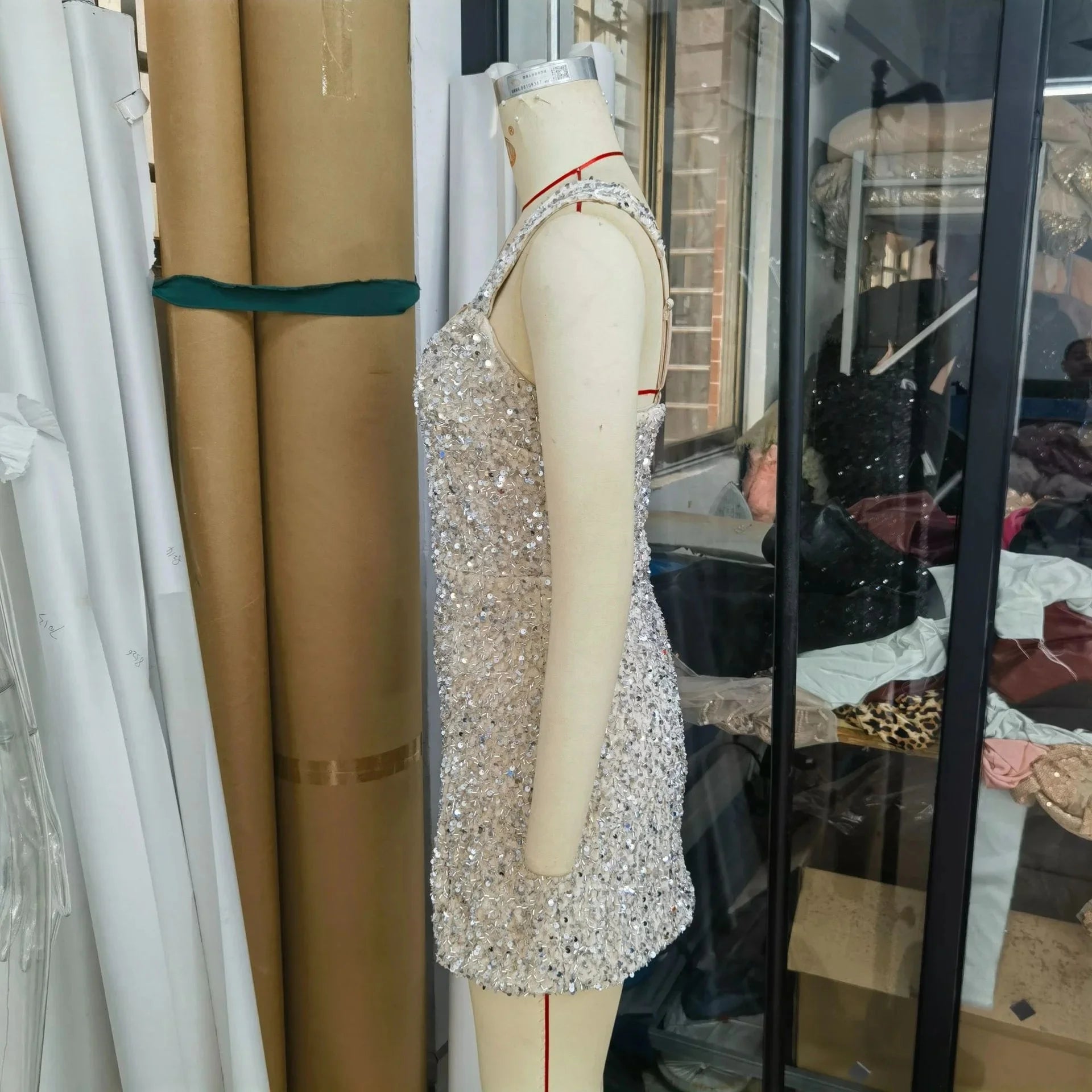Women Low Slit Dresses Summer Shiny Sequins Evening Dress Sexy Elegant Party Dresses Cocktail Short Birthday Prom Dresses XSY225