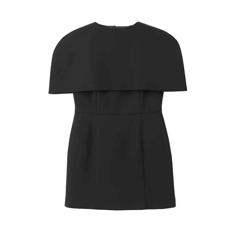 Cinching Waist Solid Mini Dresses Women Elegant Cap Sleeves Slim Fit Short A Line Dress 2025 New Summer Vacation Party Gowns