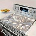 A Protective Mat for a Stove Cover, Featuring a 2D Golden Three-Dimensional Petal Pattern Design, Stylish, Heat-Resistant