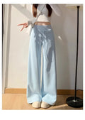 Women's Gray Sports High Waist Hanging Loose Slimming Straight Leg Wide Leg Pants American Sweatpants