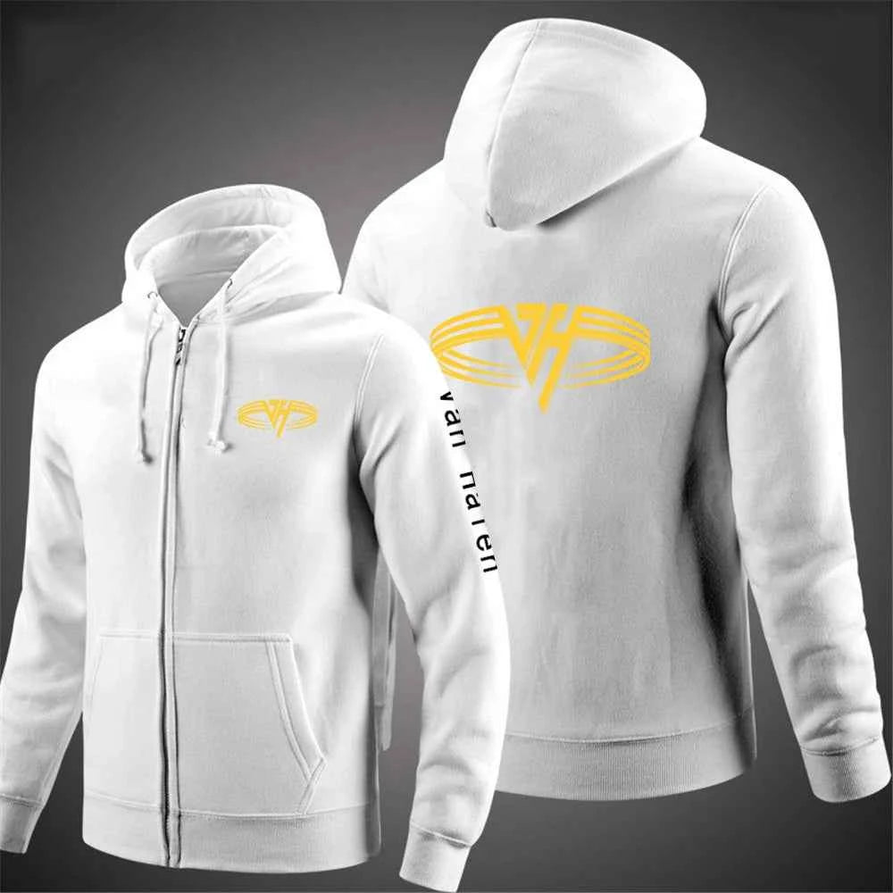 2024 Spring Autumn Van Halen Logo Printing Solid Color Classic Hooded Hoodies Men's Trendy Sports Casual Long Sleeve Loose Coat