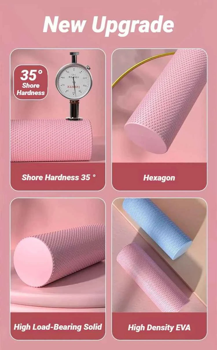 Hexagonal Yoga Roller: Round EVA Foam Cylinder for Pilates & Enhanced Home Workouts (Diameter 9.5cm, Length 29.7cm)