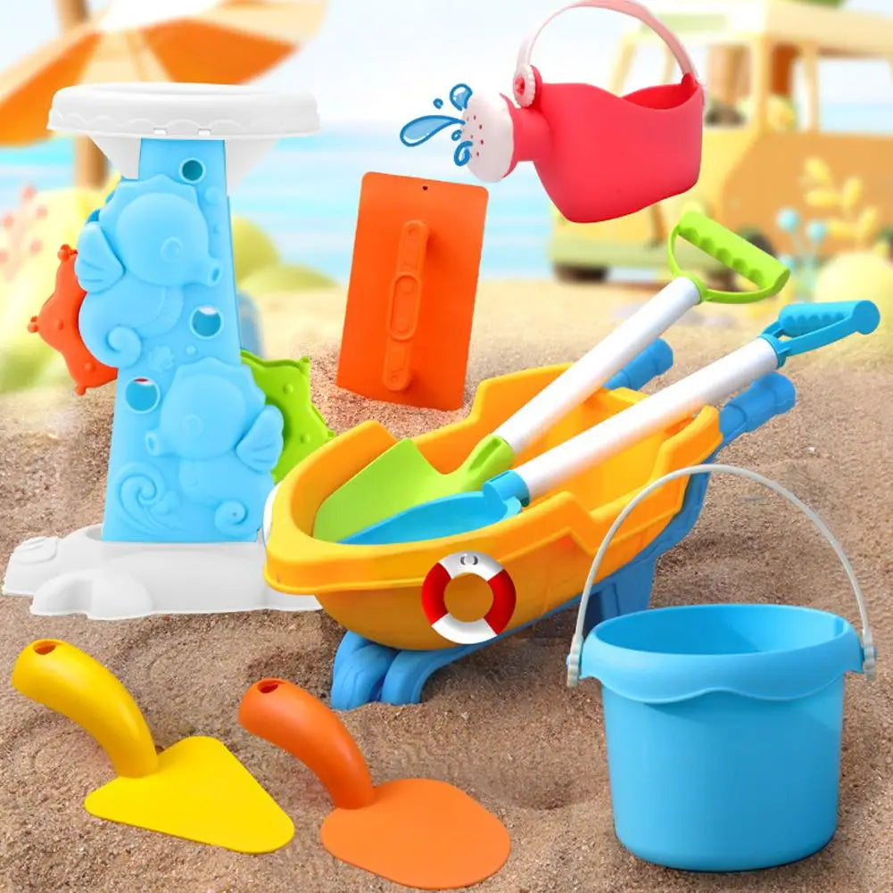 Kids Beach Toy Set Baby Sand & Water Play Kit with Bucket Shovel Rake Watering Can Summer Outdoor Sandbox Tools