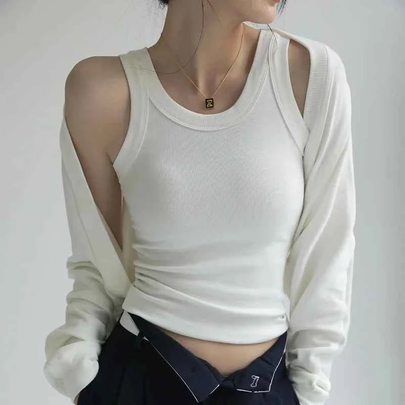 New Women Solid Round Neck Ribbed Tank Top Camisole Women Summer Basic Elastic TankTop One-piece Vest with Chest Pad Y2k
