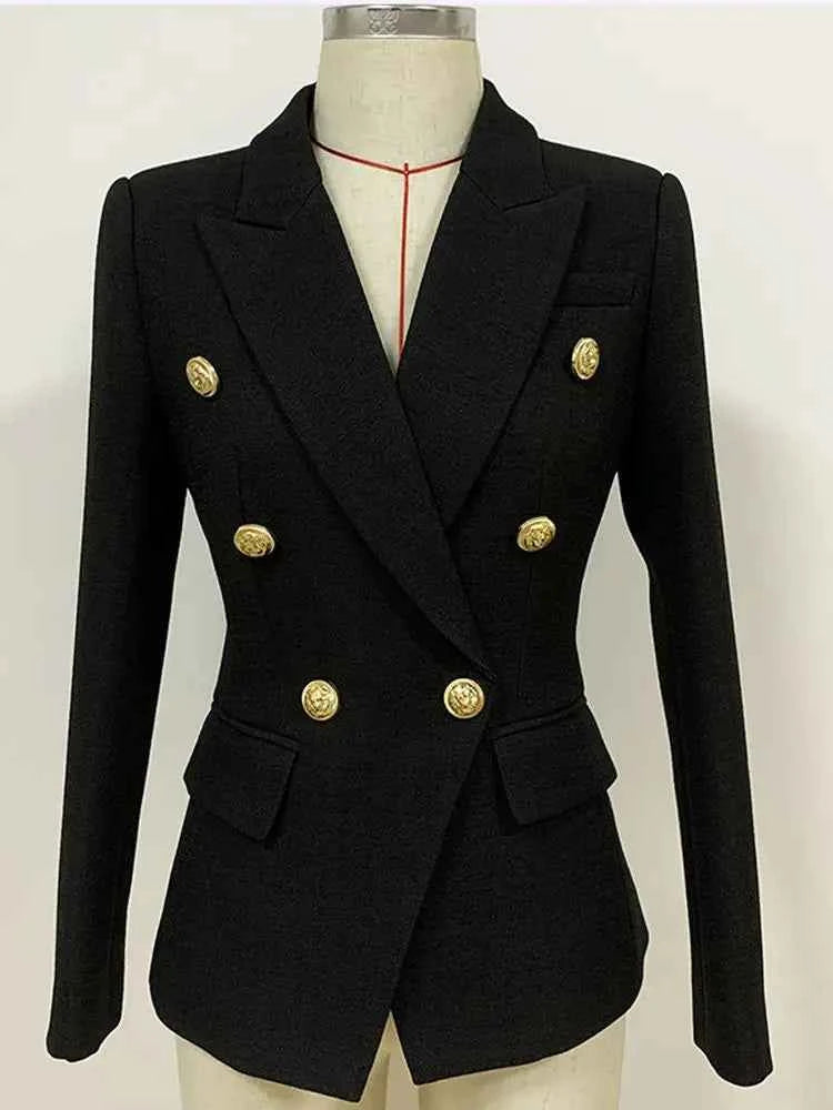 HIGH STREET 2026 Classic Baroque Designer Jacket Women's Metal Lion Buttons Double Breasted Textured Blazer Mint Green