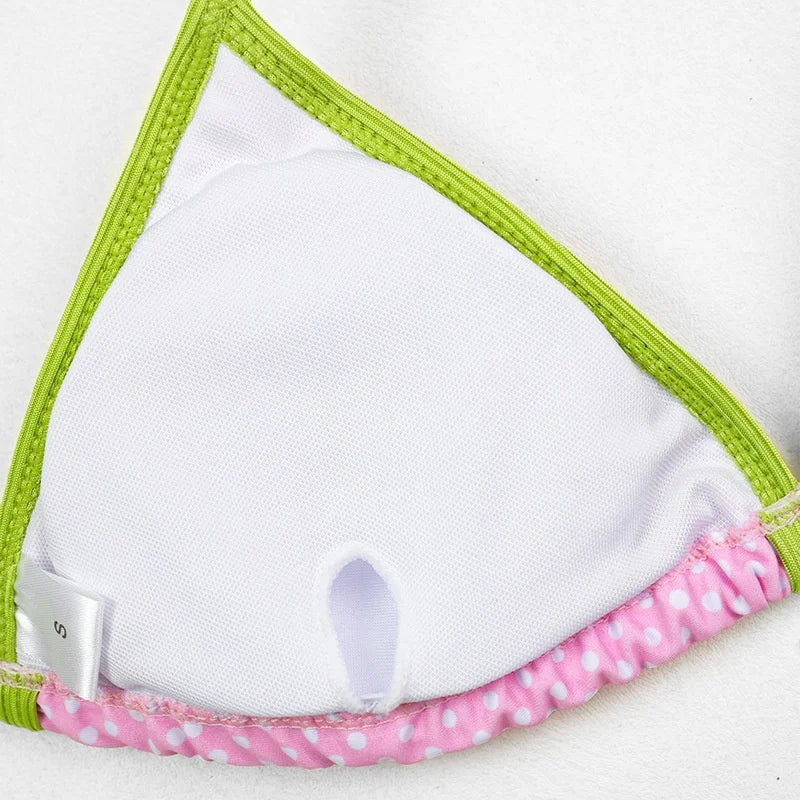 Bikinis Women Swimsuit Vintage Contrast Print Patchwork Design Sense Push Up Bikini Set Bathing Suit Swimming Beachwear 2 Piece
