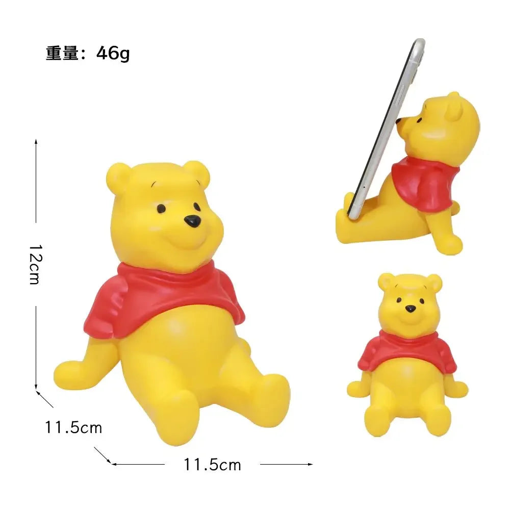Funny Winnie The Pooh Phone Stand Holder for Desk Cute Bear Shape Universal Tablet Stand Dorm Room Decor Study Binge Watching