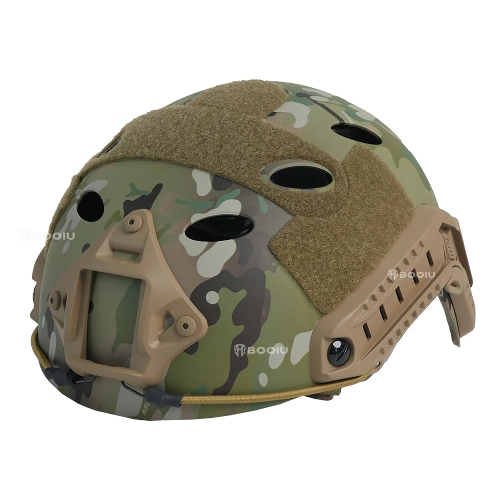BOOIU Fast Tactical Helmets Adjustable Knob Disguise ABS Thickened Camouflage Hunting CS Military Outdoor Sports Protect Helmets