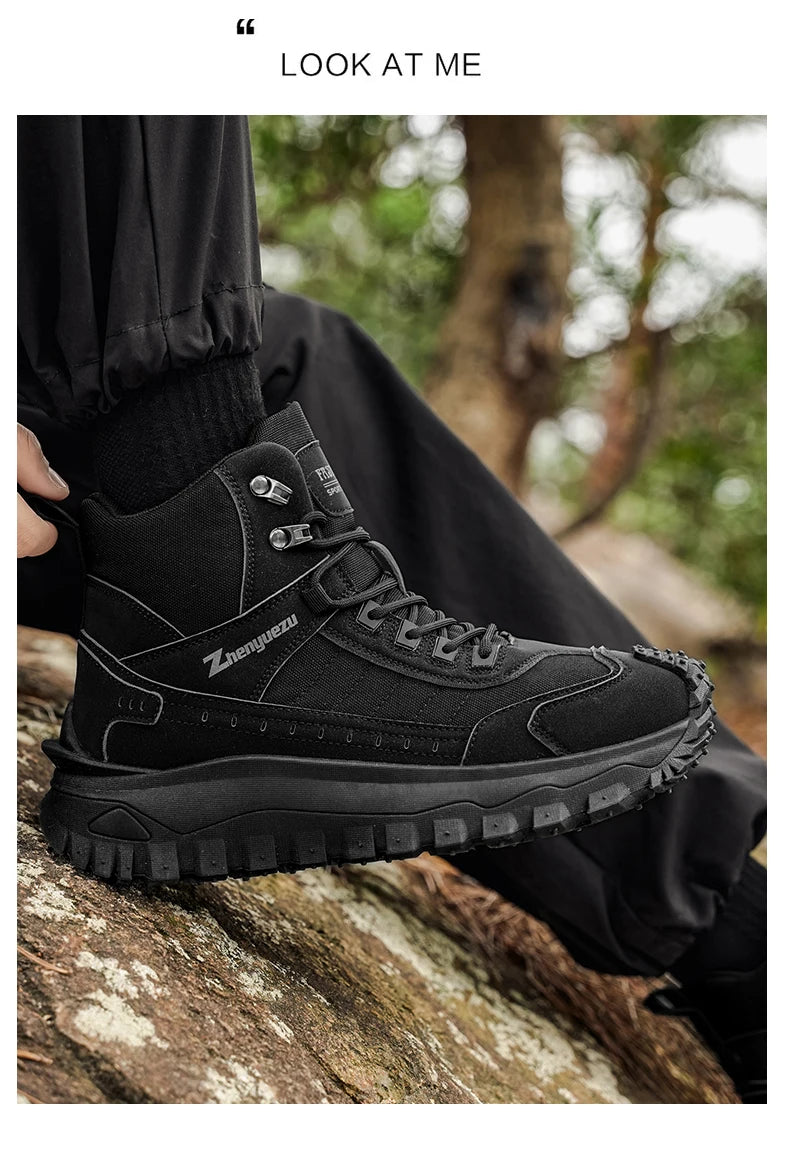 2026 New Outdoor Boots Men's High Top Thick Bottom Tactical Shoes Large Size 47 Hiking Sports Workwear Shoes 48 Casual Style