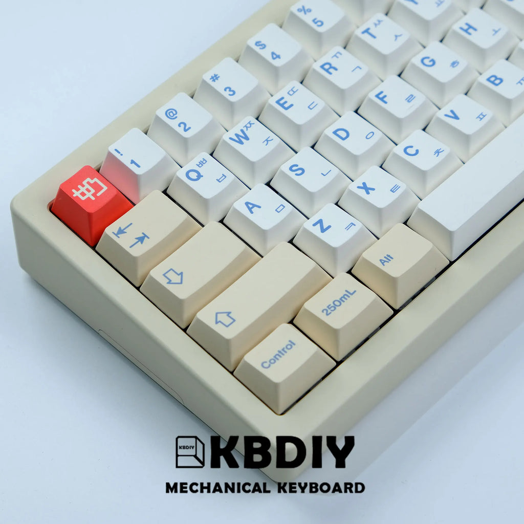 KBDiy 135 Keys/Set GMK Soymilk PBT Keycaps Cherry Profile MX Switch Korean Keycap for Mechanical Gaming Keyboard Custom Key Caps