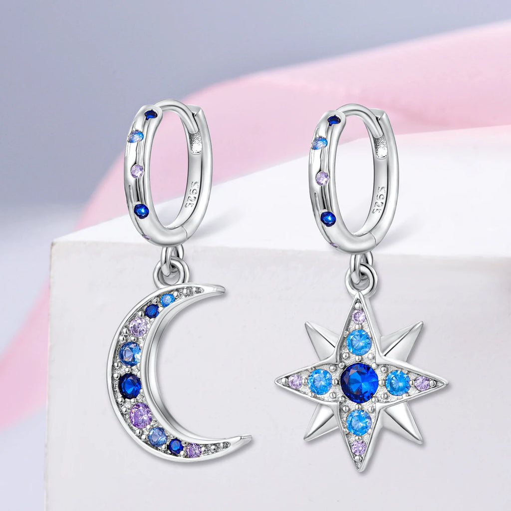2024 New Sterling Silver S925 Ear Loops Star Ringed Snake Bone Earrings Pendant Simple Jewelry For Women Girls Party Gifts