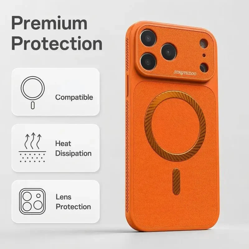 Orange Color Magnetic Woven Phone Case For iPhone – Heat Dissipation