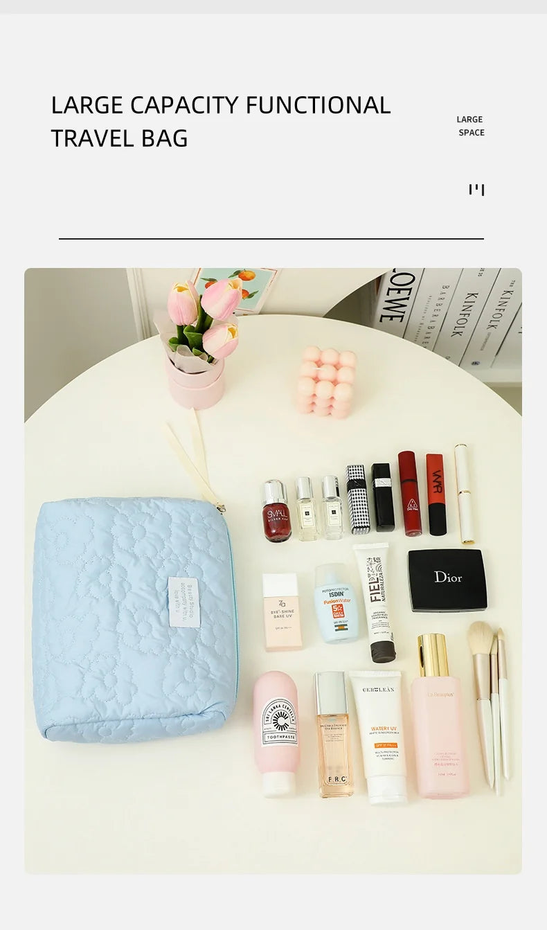 Embroidery Large-Capacity Cosmetic Bag Waterproof Portable Storage Bag Travel Makeup Pouch
