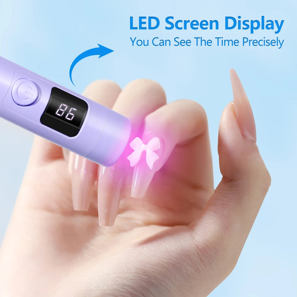 YIKOOLIN Portable Handheld UV Nail Lamp LED Mini Nail Dryer with LCD Screen USB for Gel Nails USB Rechargeable Nail Light