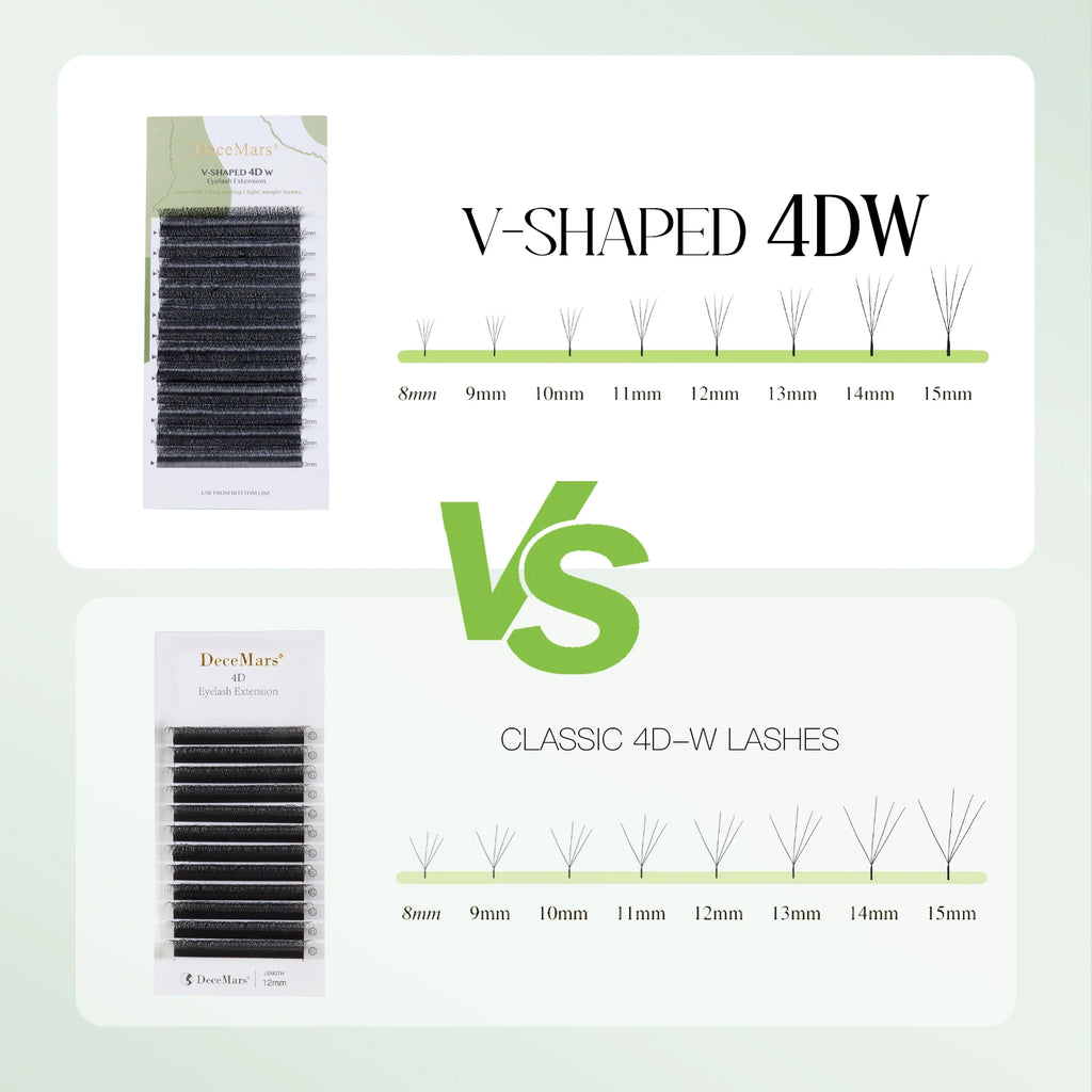 DeceMars V-shaped 4D eyelash extensions Matte Black 12 Rows/Tray for Makeup