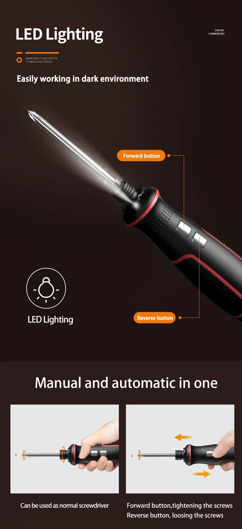 Maizhe USB Rechargeable 3.6V Electric Screwdriver With LED Light Cordless Mini Power Tools Multipurpose For DIY Household