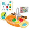 Kids Kitchen Sink Toys Electric Dishwasher Playing Toy with Running Water Pretend Play Food Fishing Toy Role Playing Girls Gift