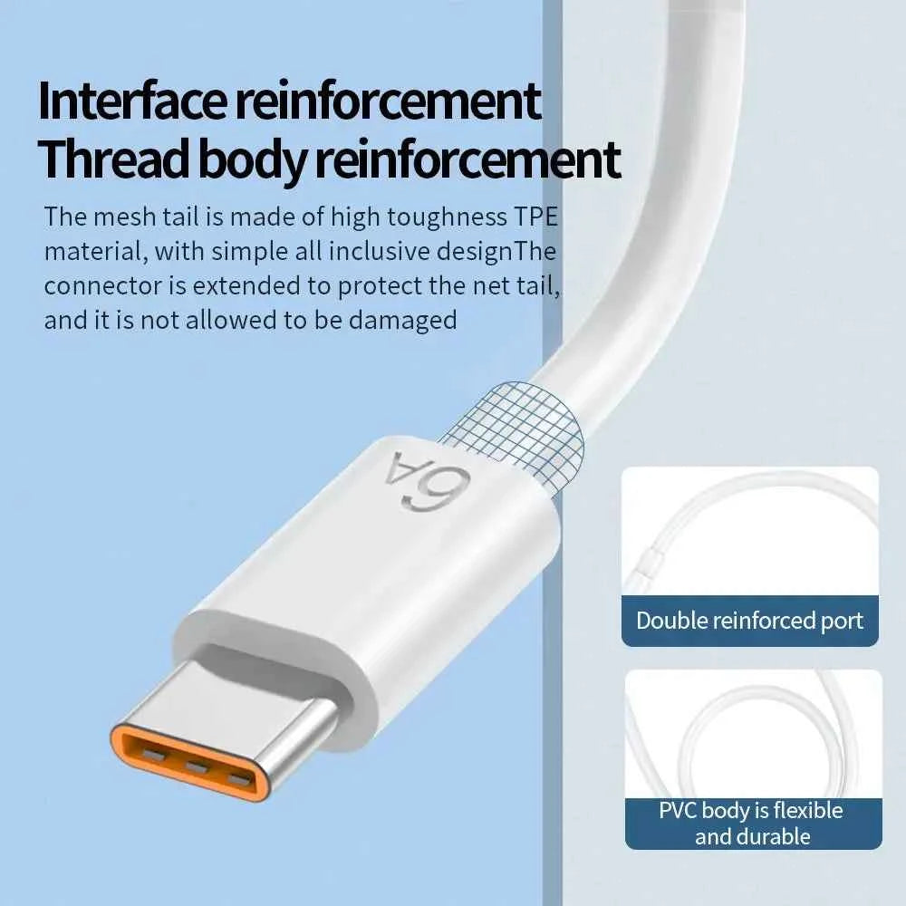 6A Fast Charging Cable for Xiaomi USB Type C ultra USB Phone Charger Cord for Xiaomi Mi13 12 Pro Realme POCO Turbo fast charging