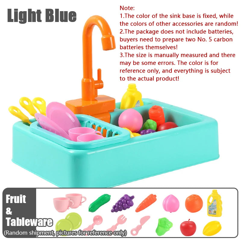 Kids Kitchen Sink Toys Simulation Electric Dishwasher Mini Kitchen Food Pretend Play House Toy Set Children Role Play Girl Toys