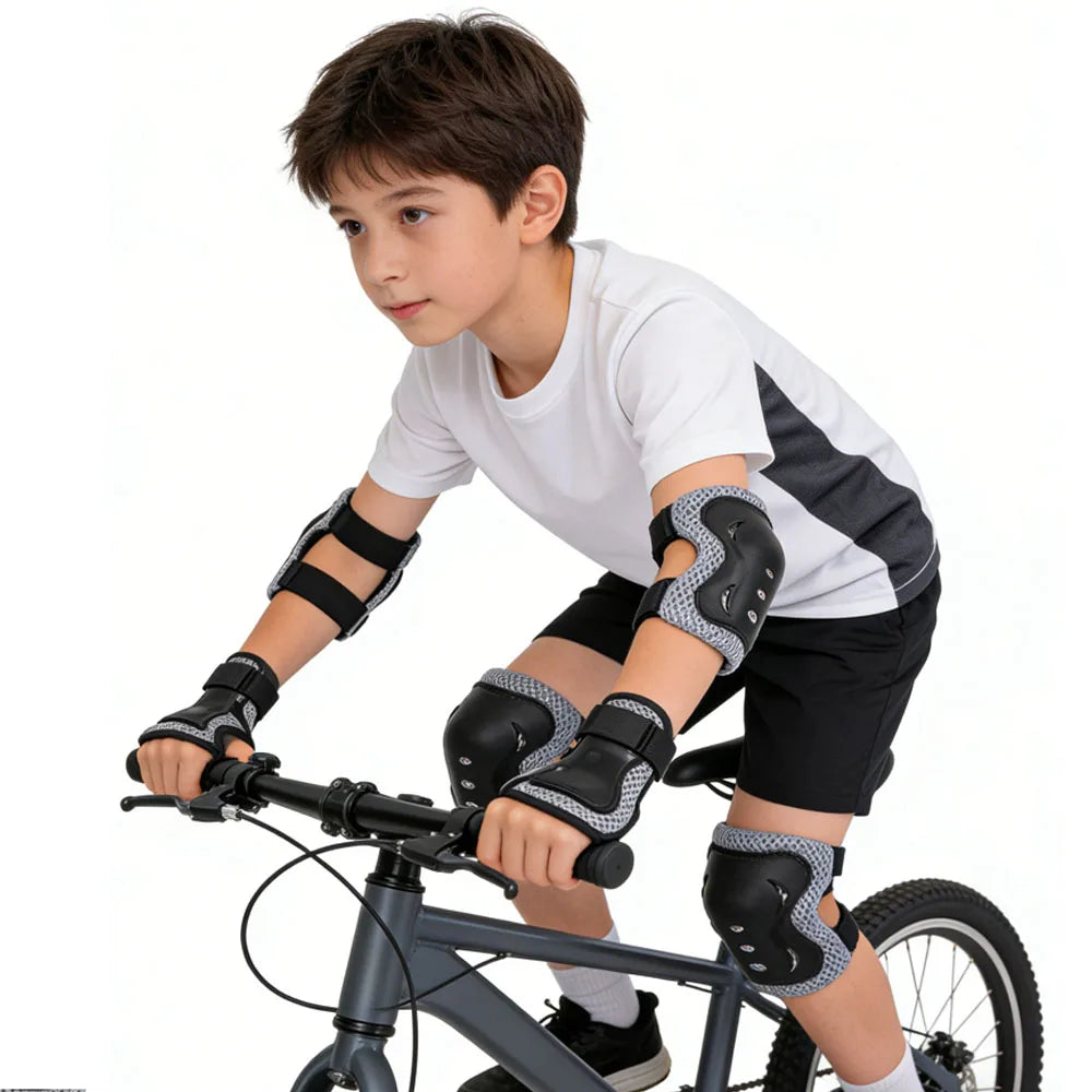 Kids Knee Pads Elbow Pads Age 3-7 Toddler Boys Girls, 6 In 1 Protective Gear Safety Set with Wrist Guard for Skating Cycling Ne