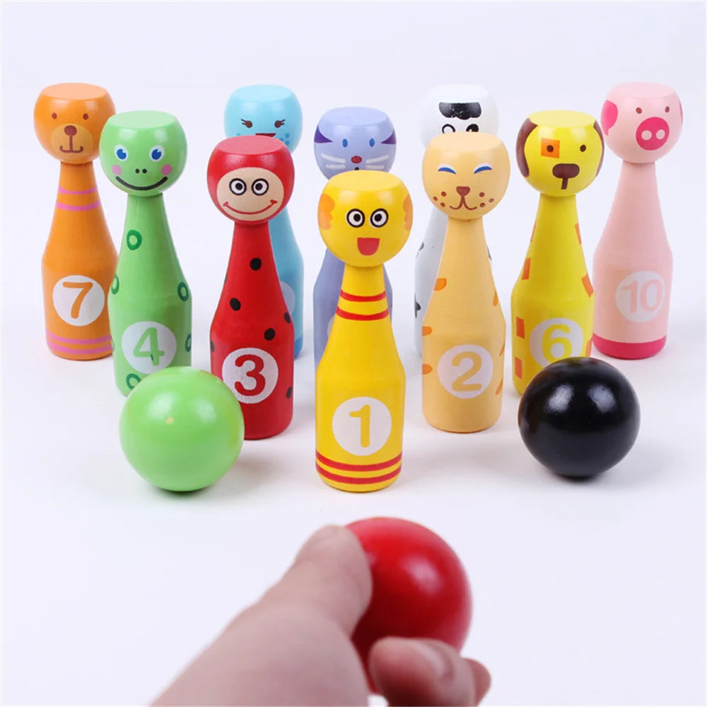 Kids Bowling Set With Cartoon Number Print Toddler Indoor Outdoor Activity Play