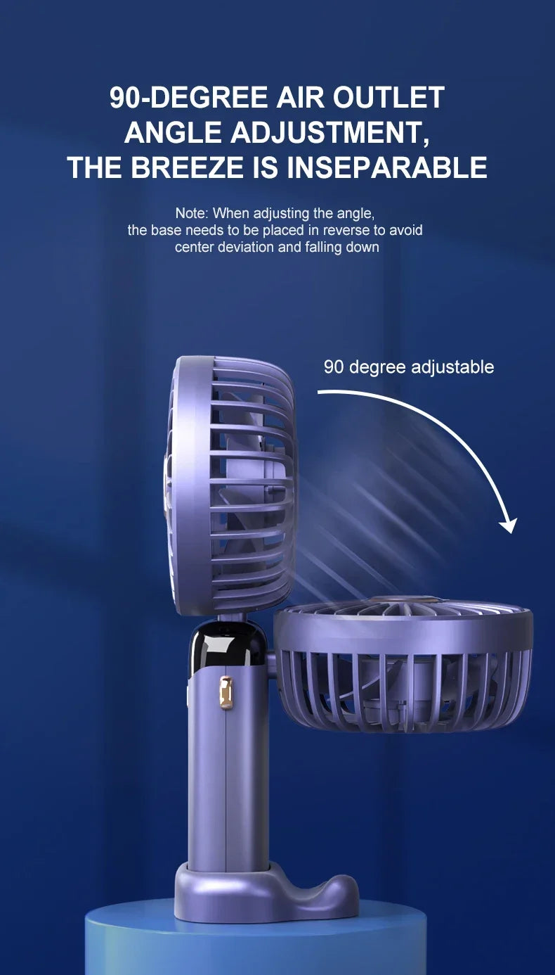 Digital  Display USB Handheld Mini Fan Portable  Office Student Desktop Silent  Foldable Small Fan Multi-Speed Adjustment